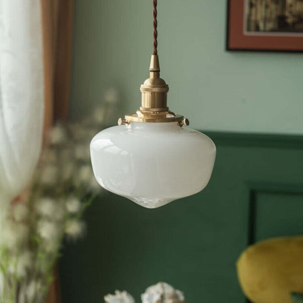 VINTORA Hanglamp – Vintage Messing Lantaarn met Glazen Kap – E26/E27 Fitting