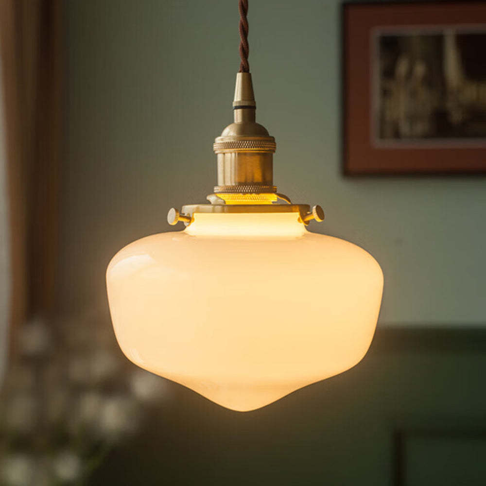 VINTORA Hanglamp – Vintage Messing Lantaarn met Glazen Kap – E26/E27 Fitting