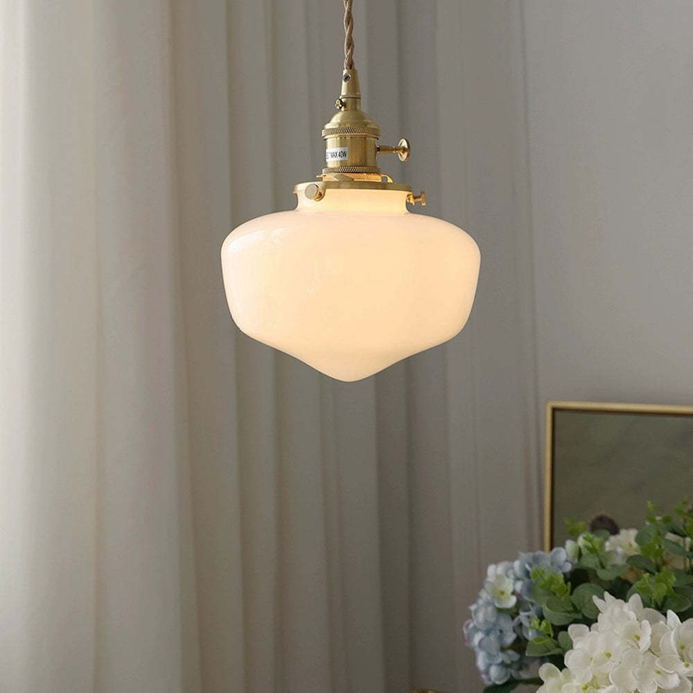 VINTORA Hanglamp – Vintage Messing Lantaarn met Glazen Kap – E26/E27 Fitting