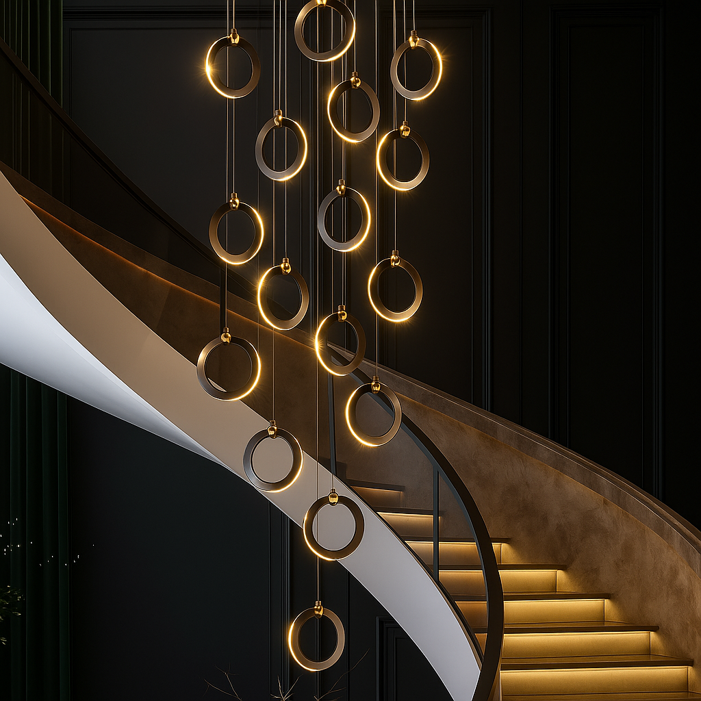 KhaatemLuce – Futuristische LED Hanglamp met Meerdere Ringen – Verstelbare Hoogte – Modern Design