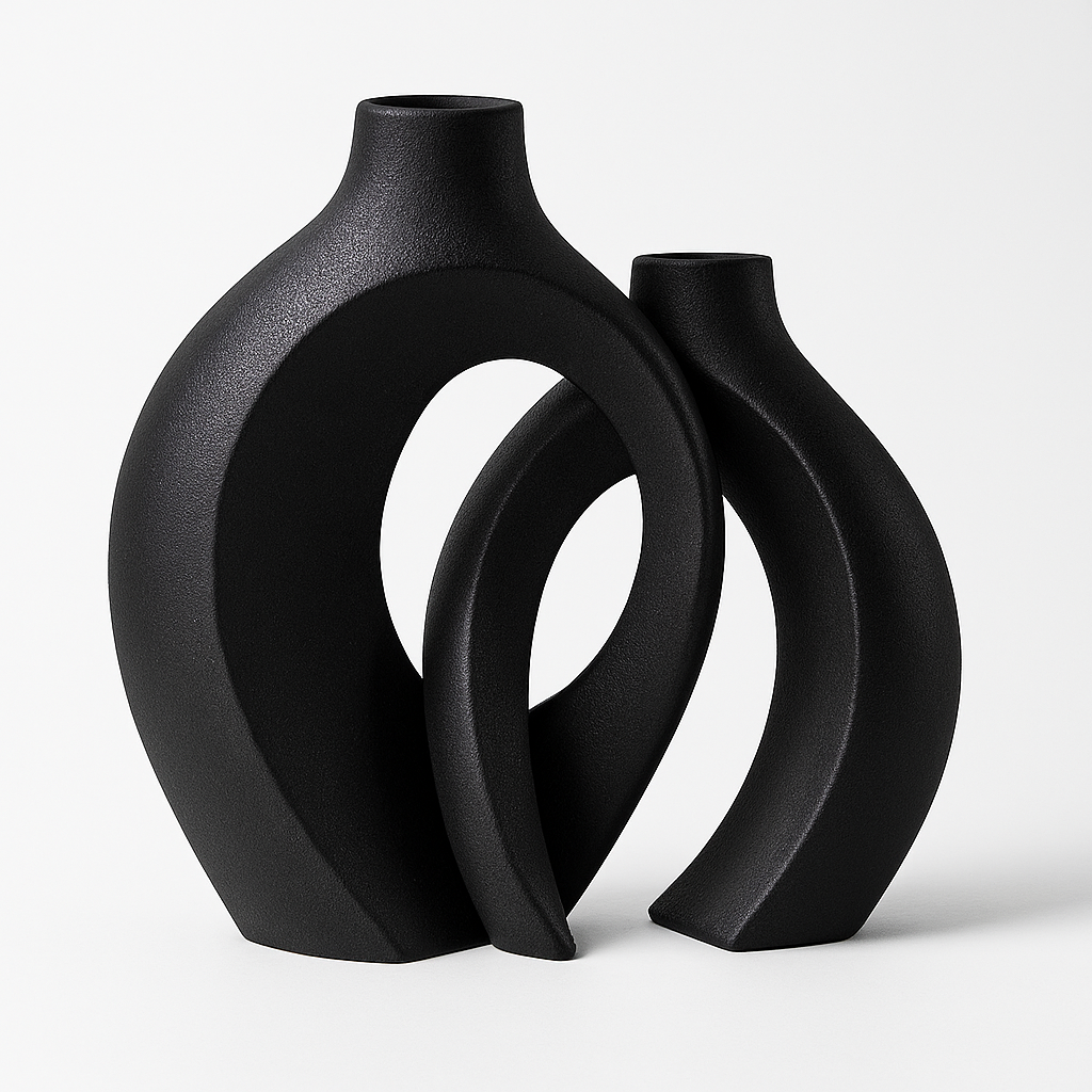 ScandiVase | Set van 2 Minimalistische Keramische Vazen in Wit of Zwart