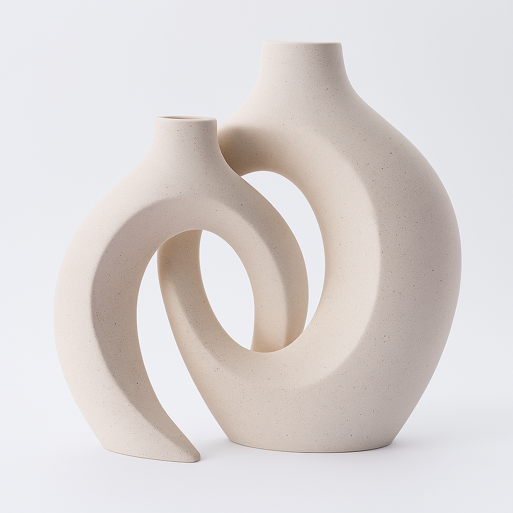 ScandiVase | Set van 2 Minimalistische Keramische Vazen in Wit of Zwart