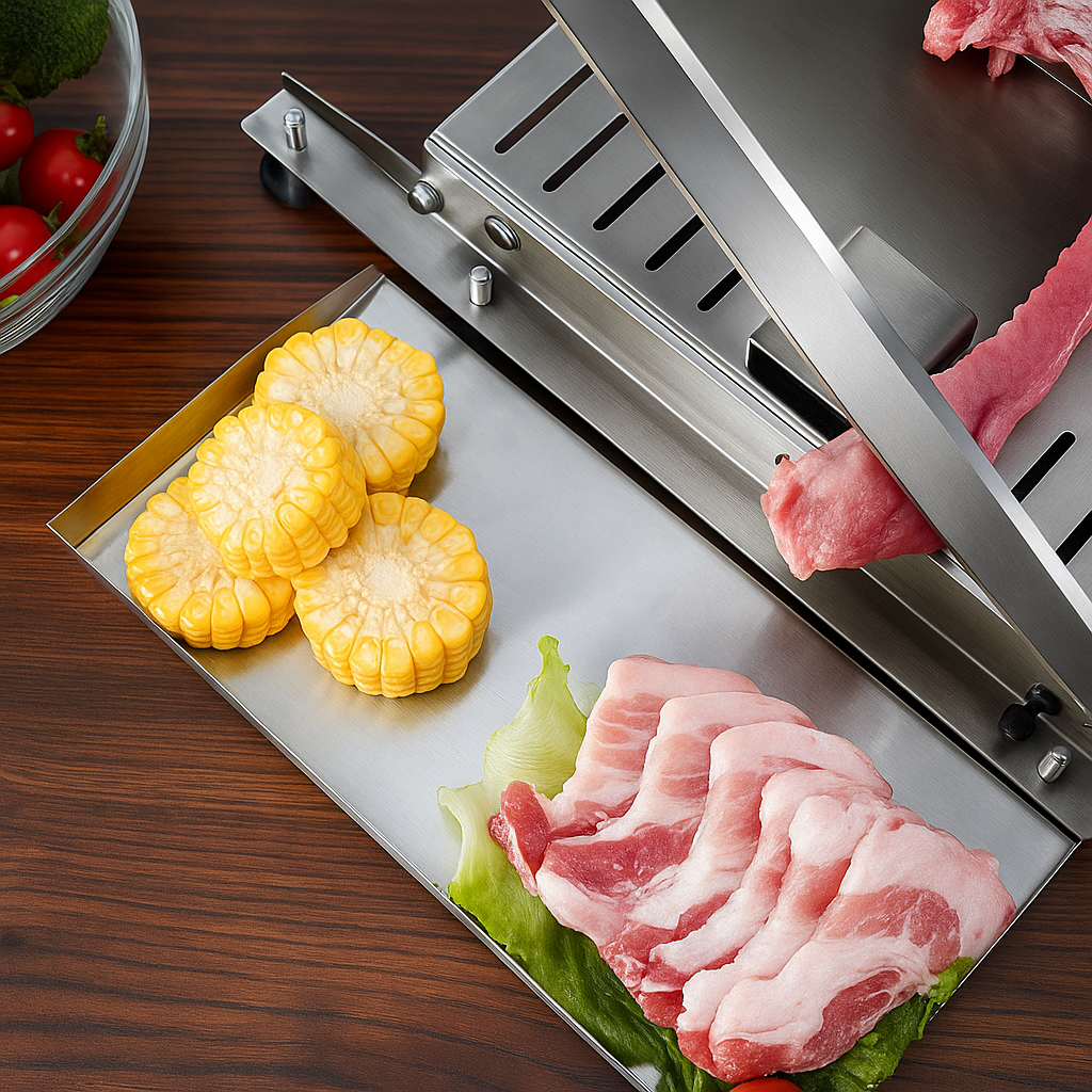 SlicePro – Roestvrijstalen Snijmachine voor Thuisgebruik – Verstelbare Dikte & Professionele Precisie