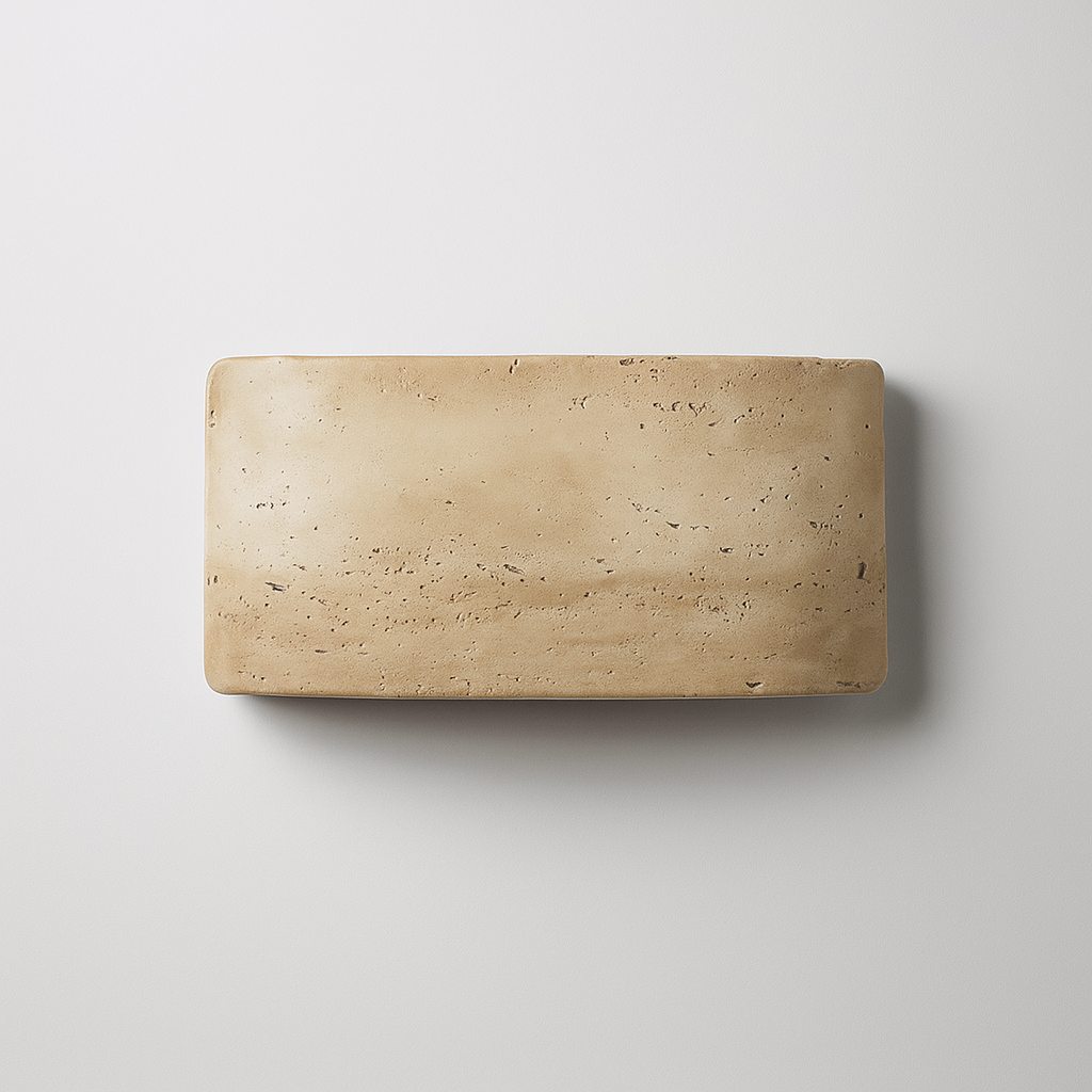 Velano – Wandlamp van Travertijnsteen & Glas – Voor Binnen & Buiten – Ø25 cm