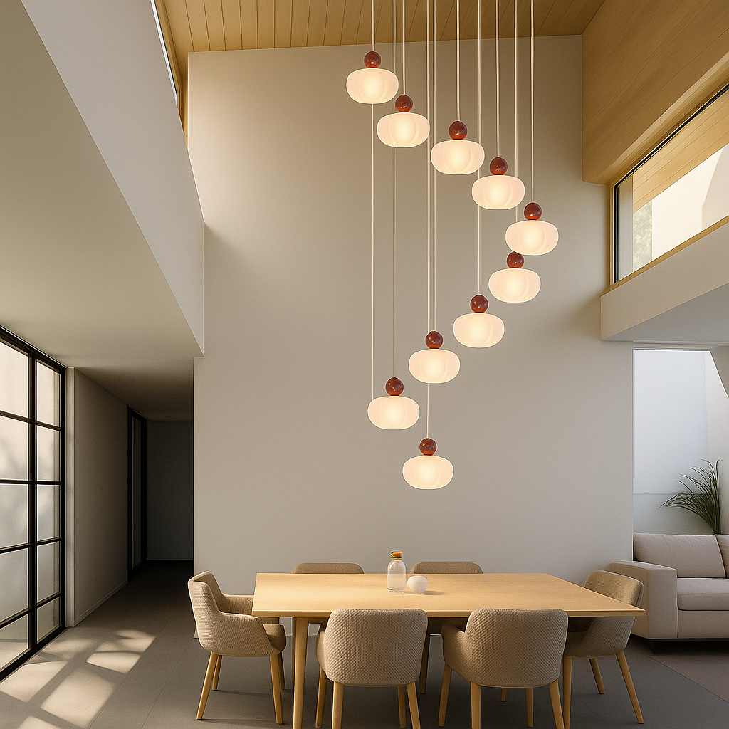 Decolure | Art Deco Kroonluchter voor Trappenhal – Crèmekleurig LED Design