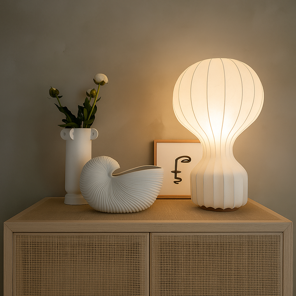 Silka | Wabi Sabi Tafellamp van Zijden – Warm LED Licht