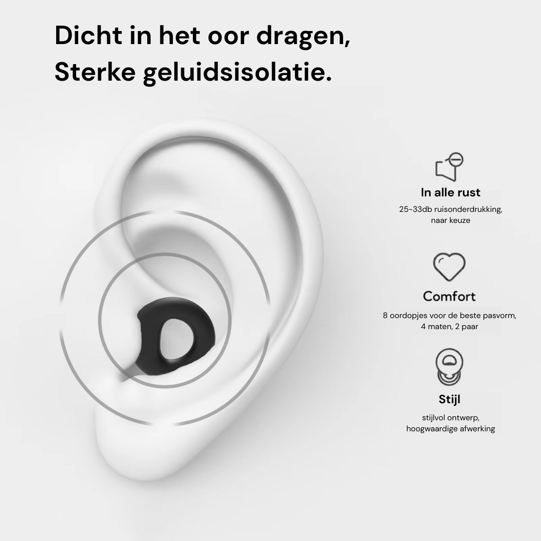 ZenSilence™ | Siliconen Oordopjes voor Slaap, Werk & Zwemmen (4 maten)