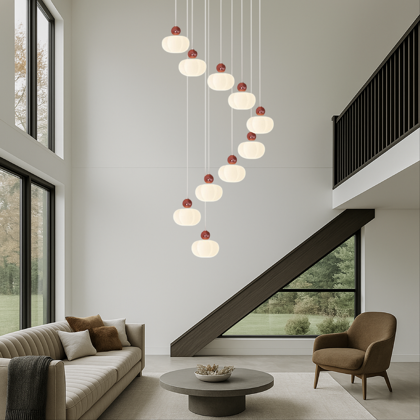 Decolure | Art Deco Kroonluchter voor Trappenhal – Crèmekleurig LED Design
