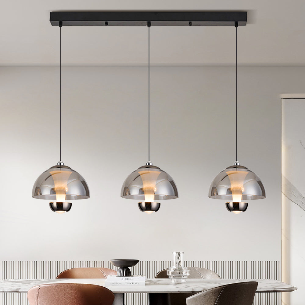 LUMÉRIA | Hanglamp met 3 Amber Glazen Kappen – LED – Verstelbaar – 70 cm – Warm tot Koud Licht