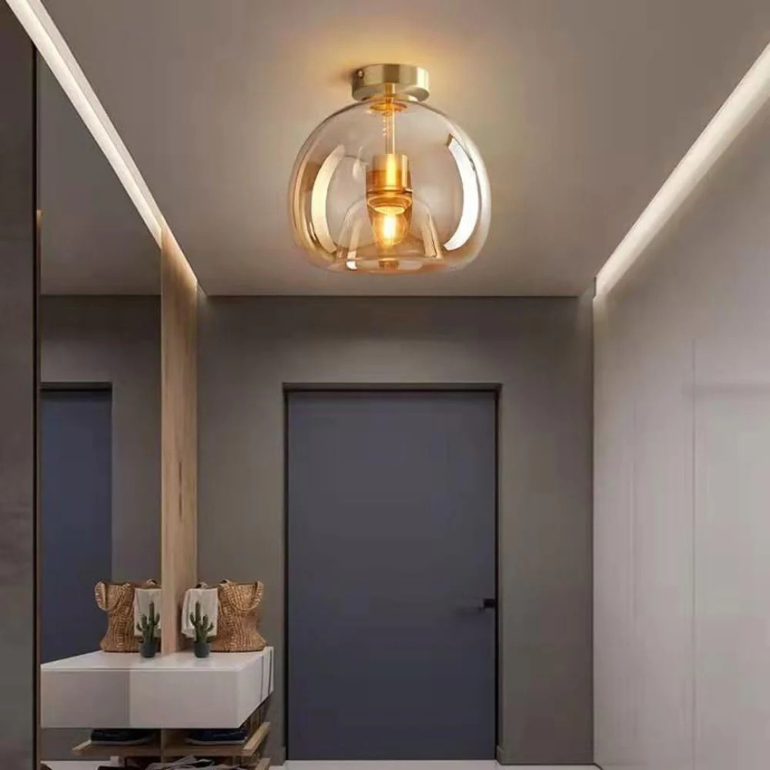 Elegante Glazen Plafondlamp met Luxe Afwerking - Ø25 cm