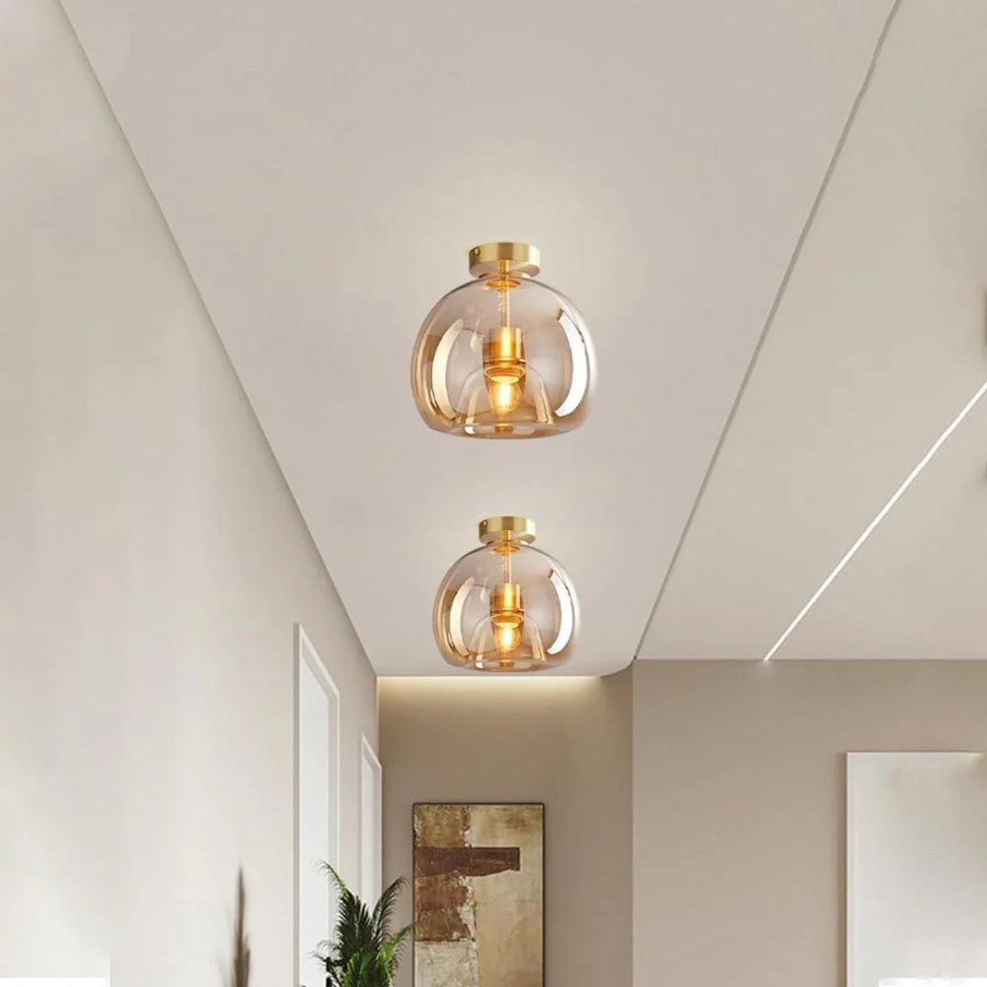 Elegante Glazen Plafondlamp met Luxe Afwerking - Ø25 cm