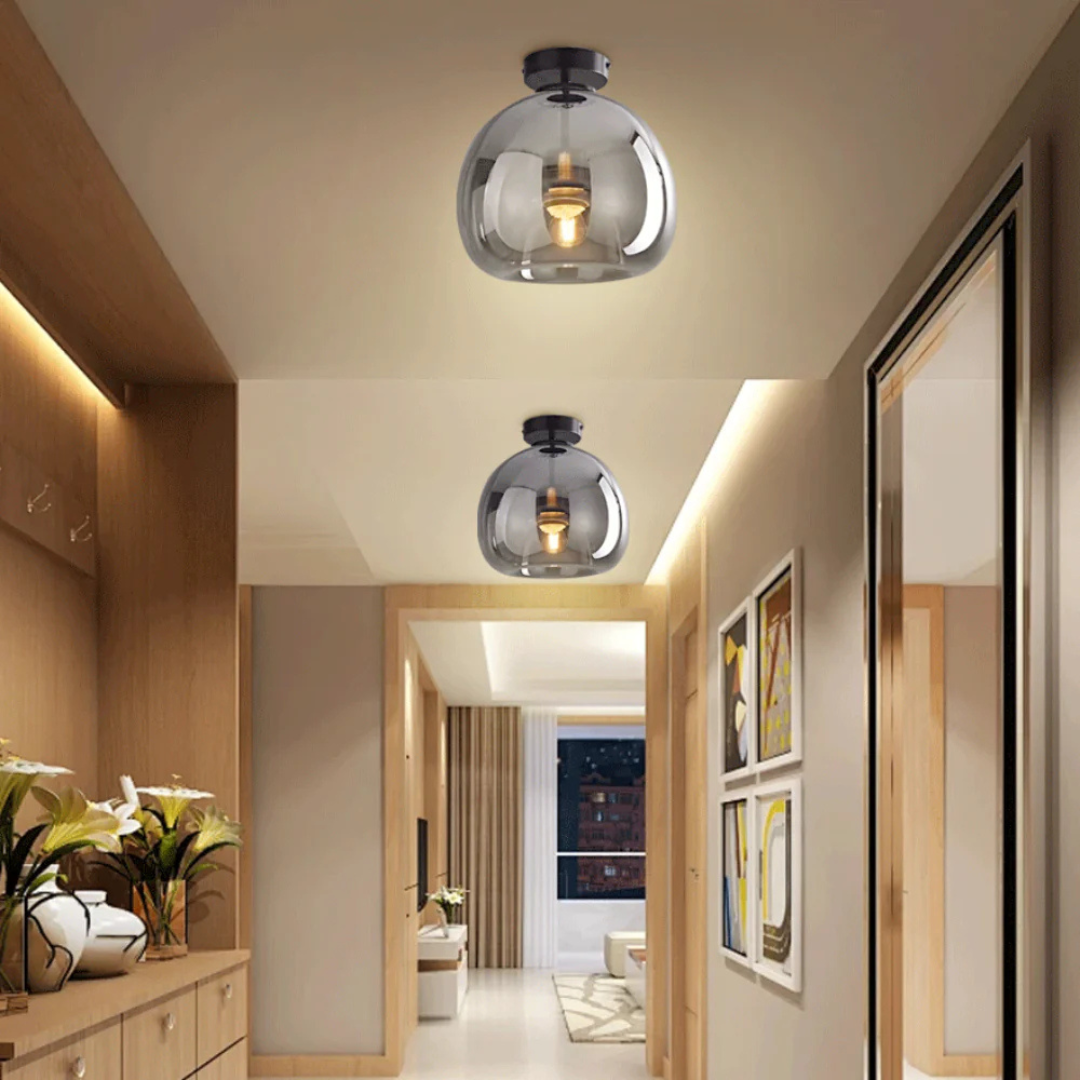Elegante Glazen Plafondlamp met Luxe Afwerking - Ø25 cm