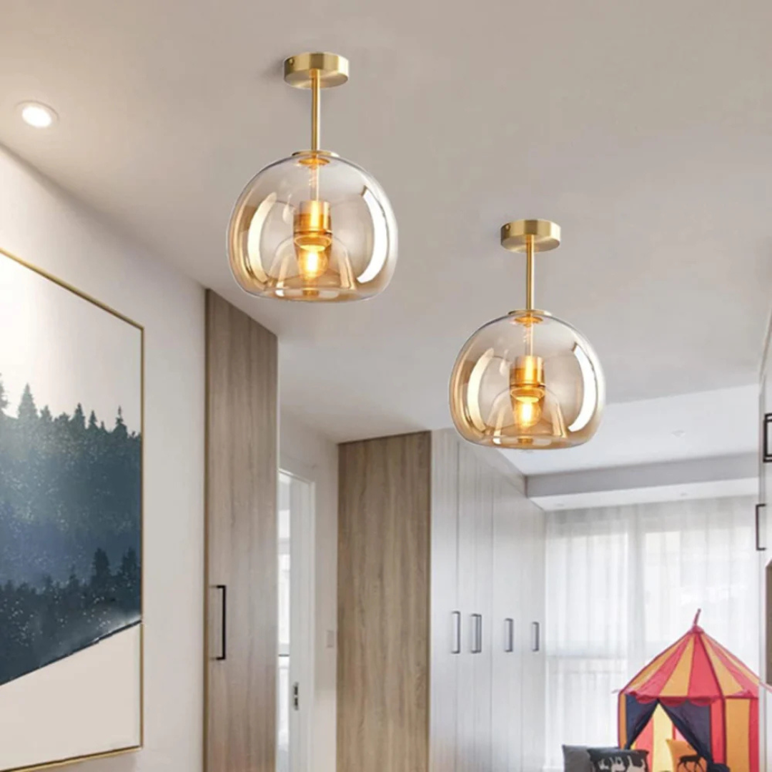 Elegante Glazen Plafondlamp met Luxe Afwerking - Ø25 cm