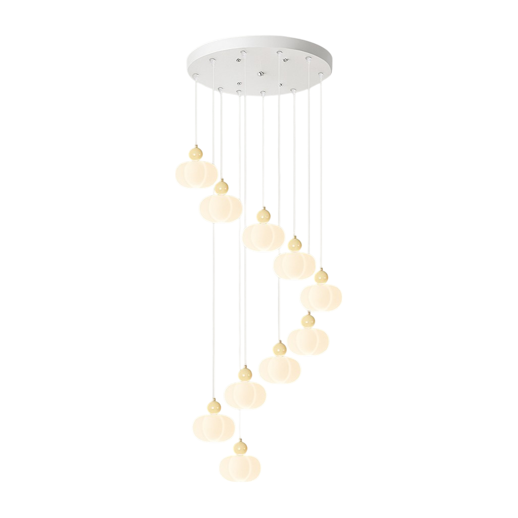Decolure | Art Deco Kroonluchter voor Trappenhal – Crèmekleurig LED Design