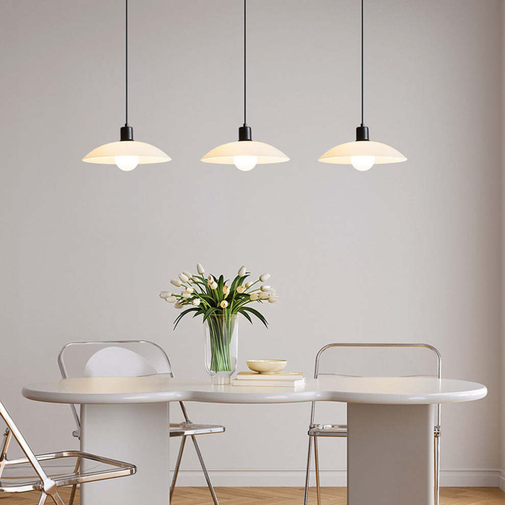 VELLUNO Hanglamp – Minimalistische Witte Glazen Schijf – E27 Fitting in 3 Formaten