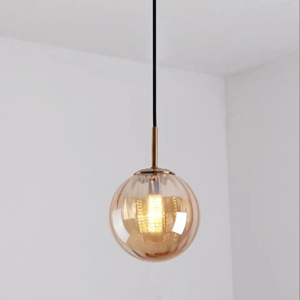 SOLENZA Glazen Bol Hanglamp – Warme Sfeerverlichting met Kristalaccenten
