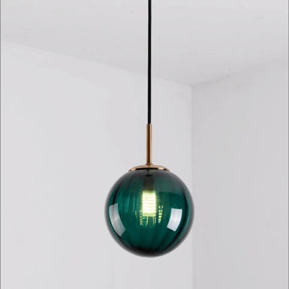 SOLENZA Glazen Bol Hanglamp – Warme Sfeerverlichting met Kristalaccenten