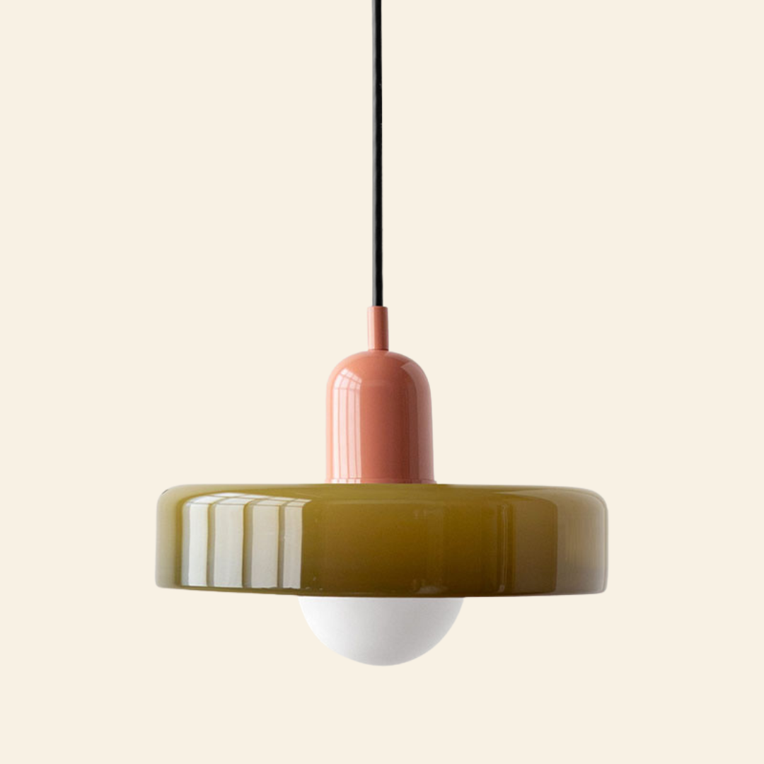 Macaron- hanglamp met gekleurd glas en modern design