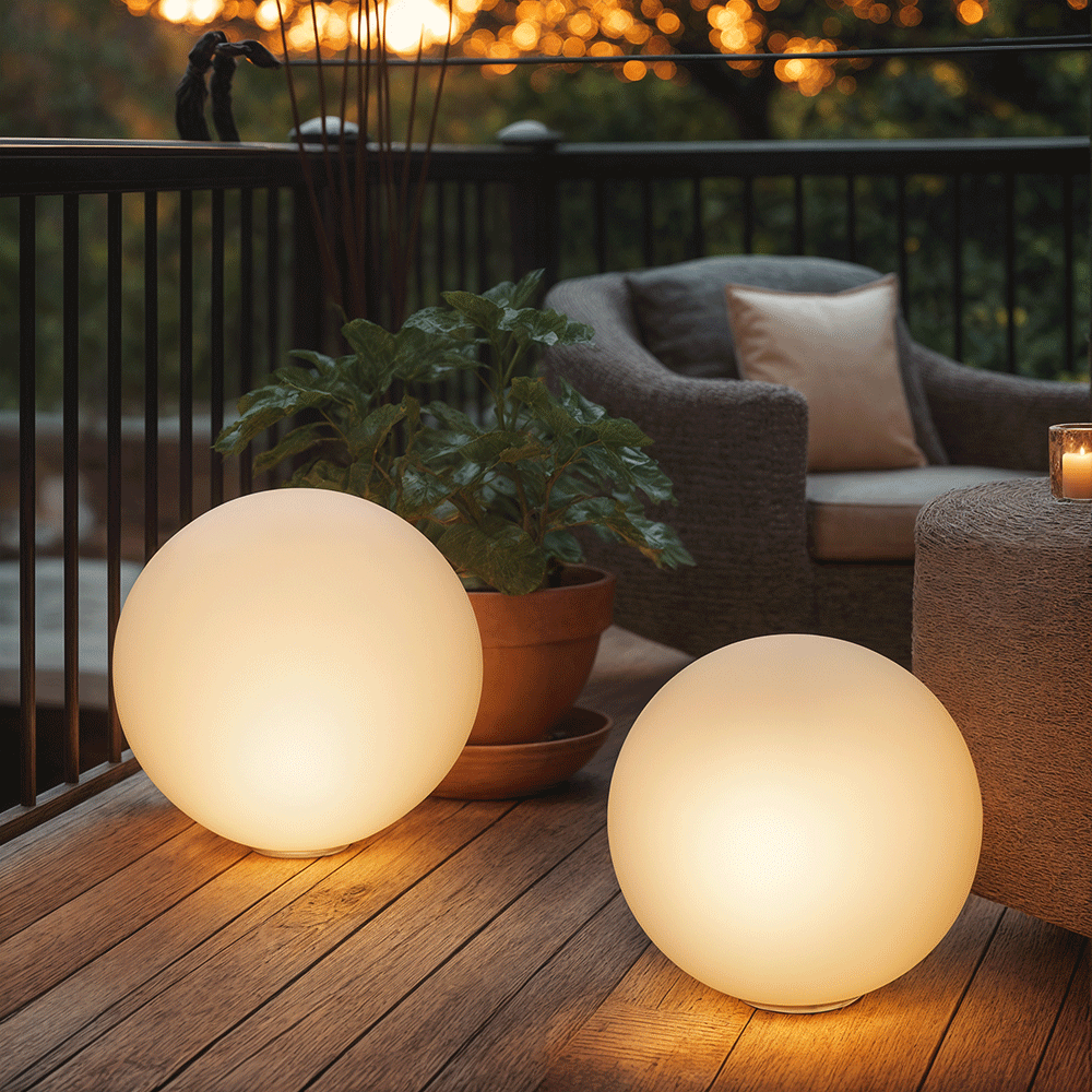 GlowSphere | LED Tuinbol Lamp – AC Stroom – Sfeervolle Buitenverlichting – Kunststof – Rond Design