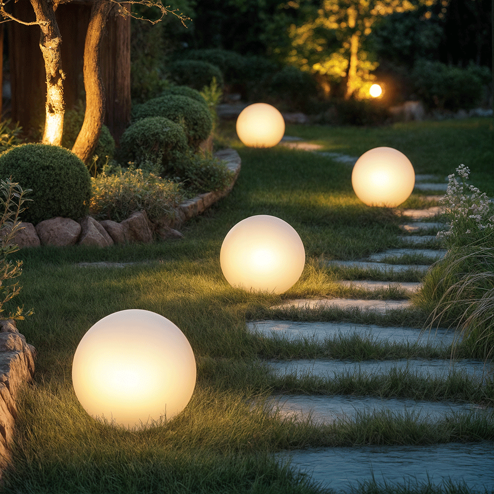 GlowSphere | LED Tuinbol Lamp – AC Stroom – Sfeervolle Buitenverlichting – Kunststof – Rond Design
