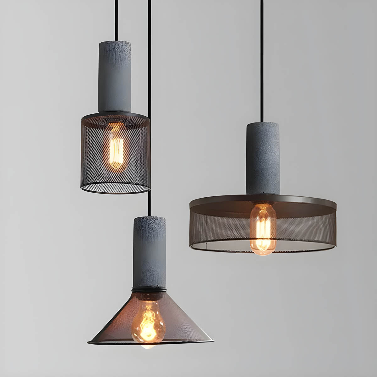 FERROX Hanglamp – Beton & IJzer in Industrieel Design – LED met E27 Fitting