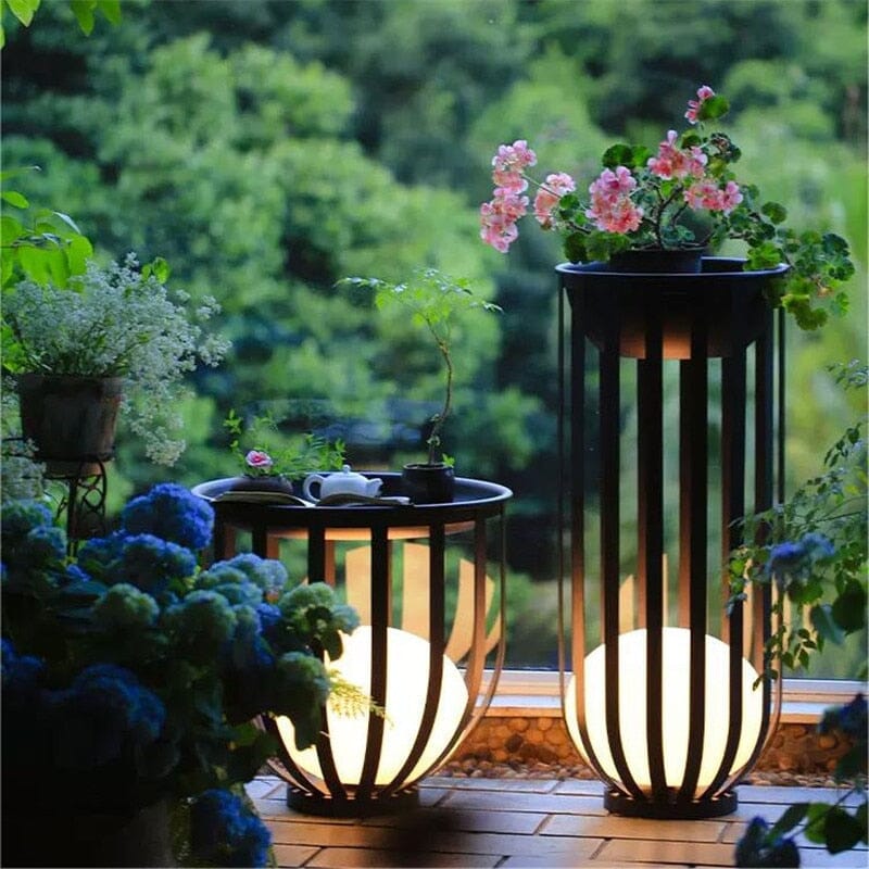 Nova GardenGlow | Solar Tafellamp met Bloempot – LED Buitenlamp – Roestvrij & Weerbestendig – Moderne Tuinverlichting