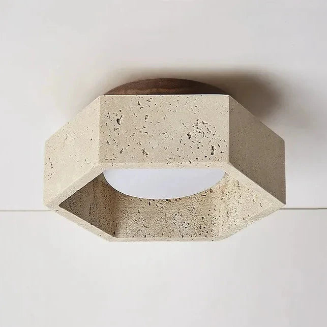 TerraLune | Wabi Sabi Travertin Plafondlamp – LED Downlight