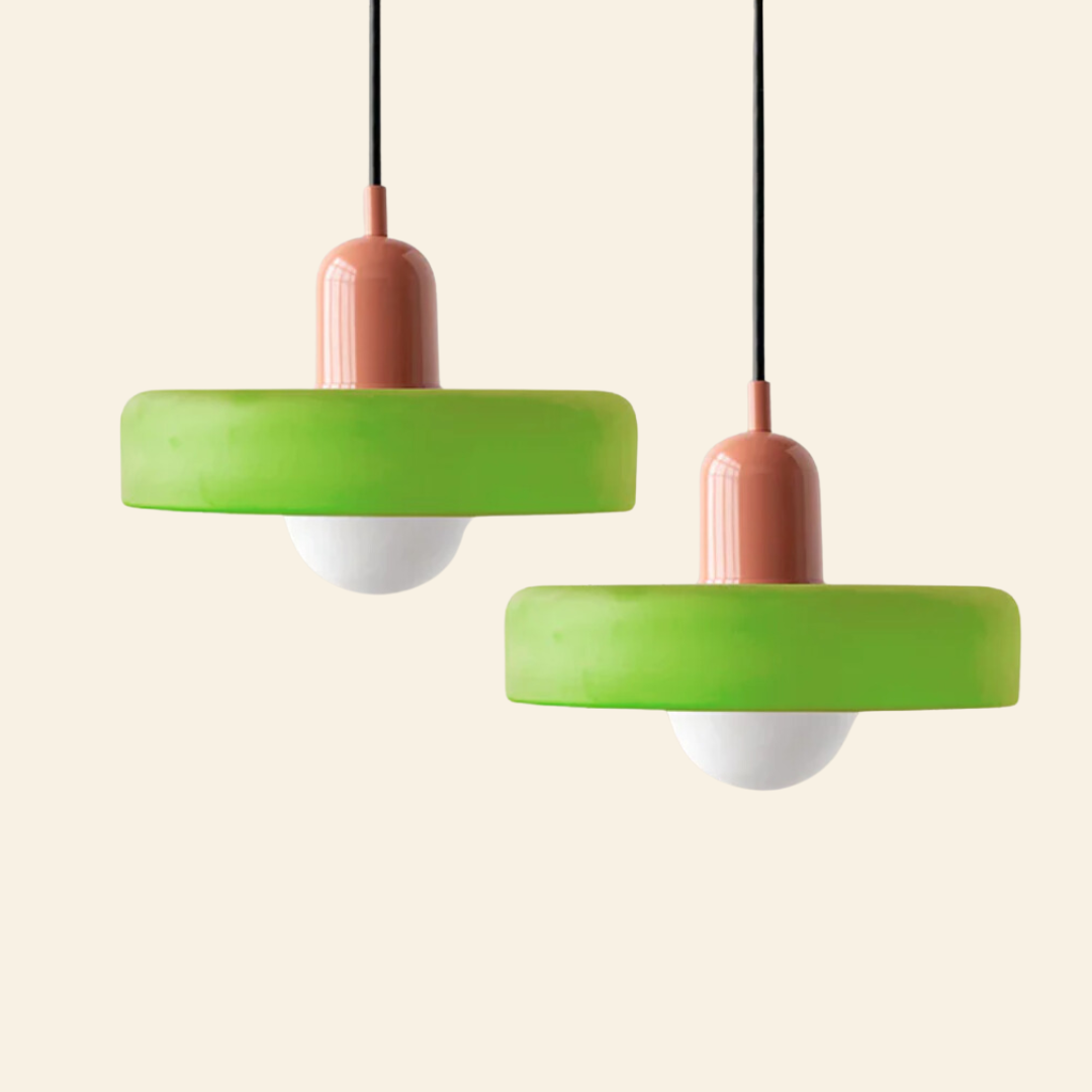 Macaron- hanglamp met gekleurd glas en modern design