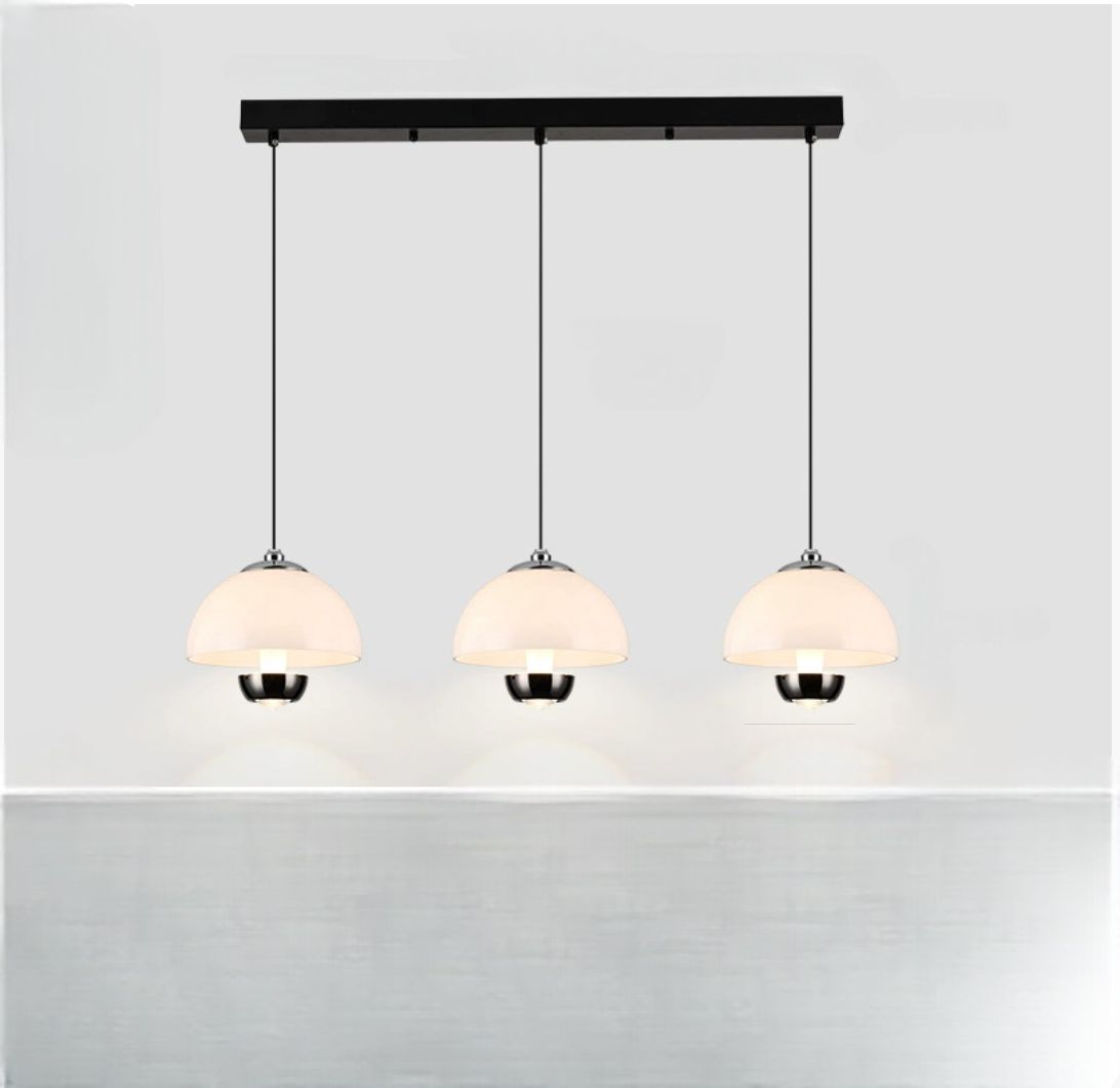 LUMÉRIA | Hanglamp met 3 Amber Glazen Kappen – LED – Verstelbaar – 70 cm – Warm tot Koud Licht