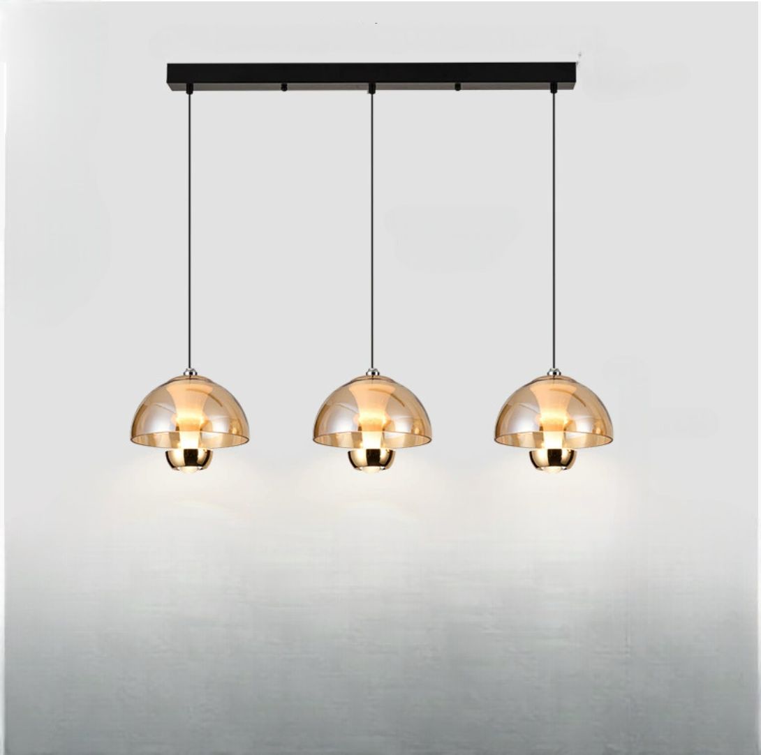 LUMÉRIA | Hanglamp met 3 Amber Glazen Kappen – LED – Verstelbaar – 70 cm – Warm tot Koud Licht