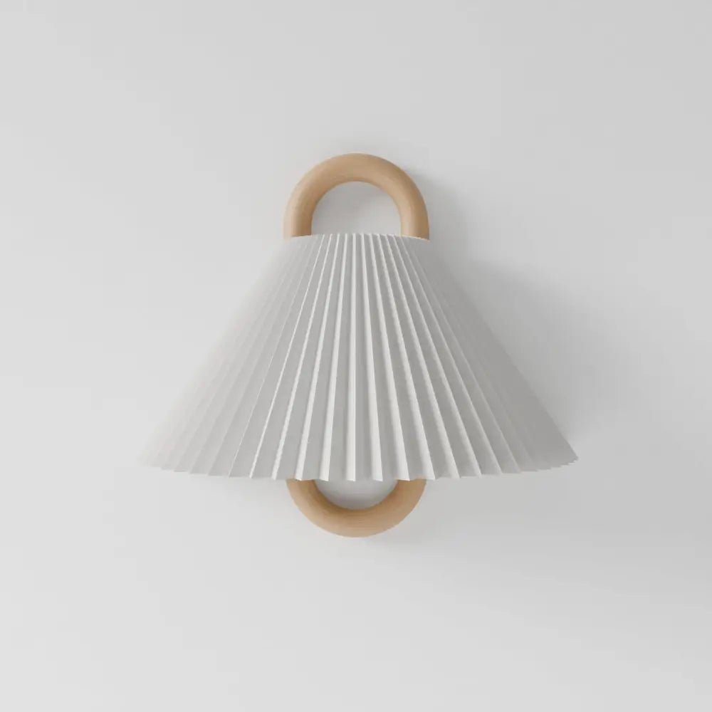 Aine – Wandlamp van Hout & Textiel – Minimalistisch Vintage Design – Warm Diffuus Licht – 34x30 cm