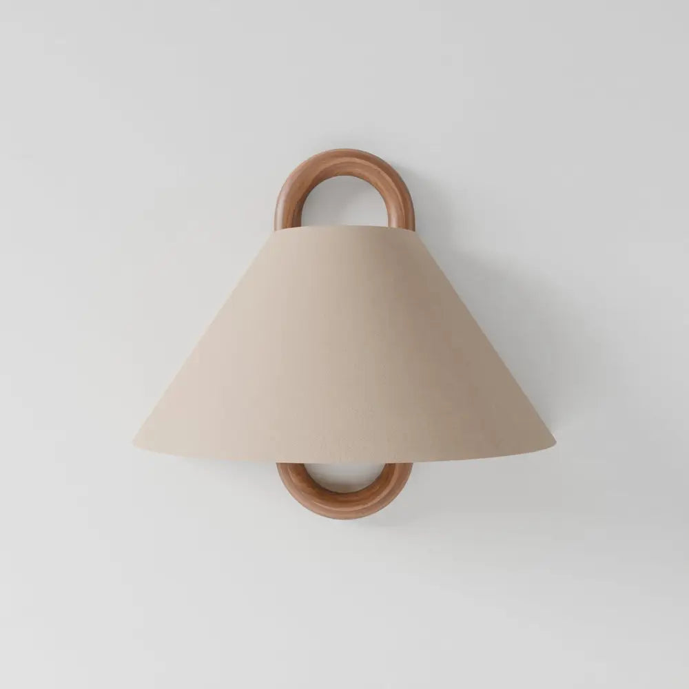 Aine – Wandlamp van Hout & Textiel – Minimalistisch Vintage Design – Warm Diffuus Licht – 34x30 cm
