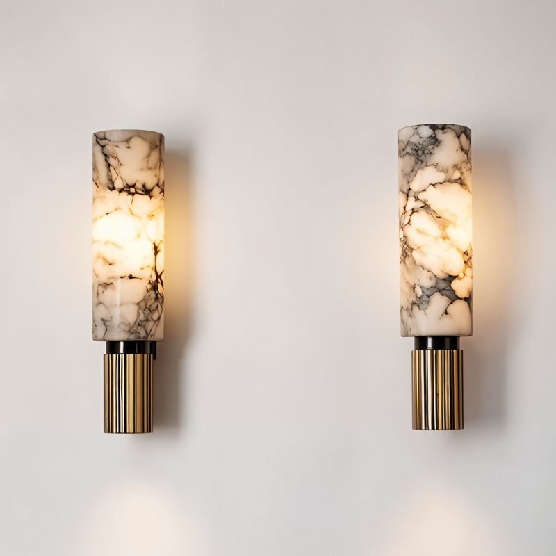 Ansu – Wandlamp van Alabaster Marmer | Luxe LED Verlichting | 37 cm Hoog