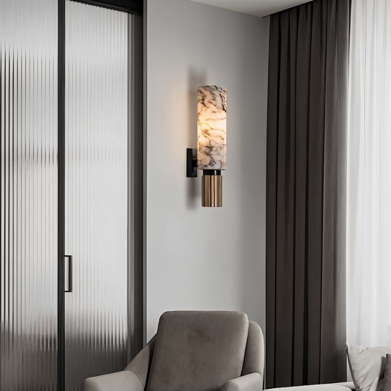 Ansu – Wandlamp van Alabaster Marmer | Luxe LED Verlichting | 37 cm Hoog