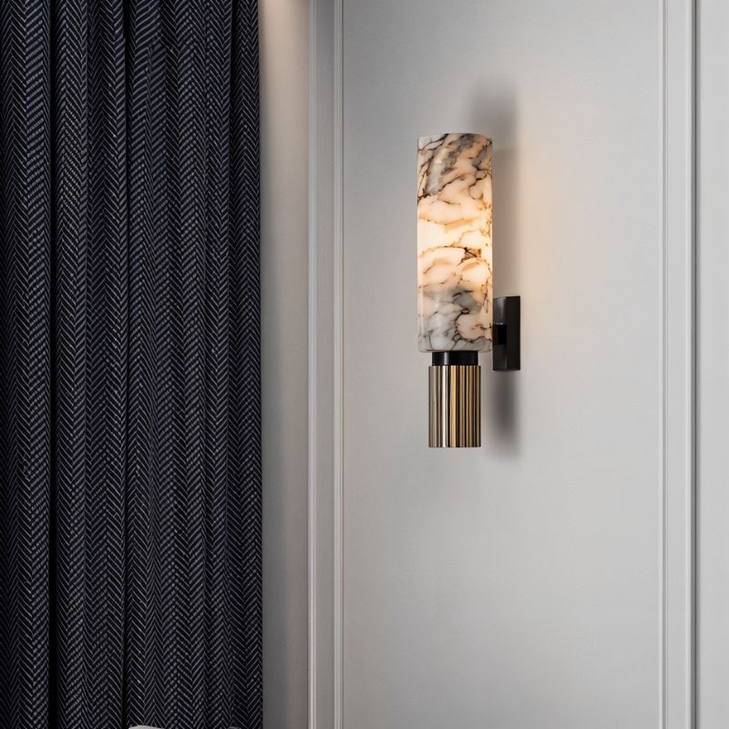 Ansu – Wandlamp van Alabaster Marmer | Luxe LED Verlichting | 37 cm Hoog