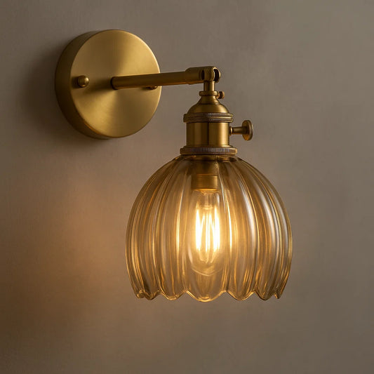TulipaGlow | Vintage Wandlamp met Glazen Bloemkap