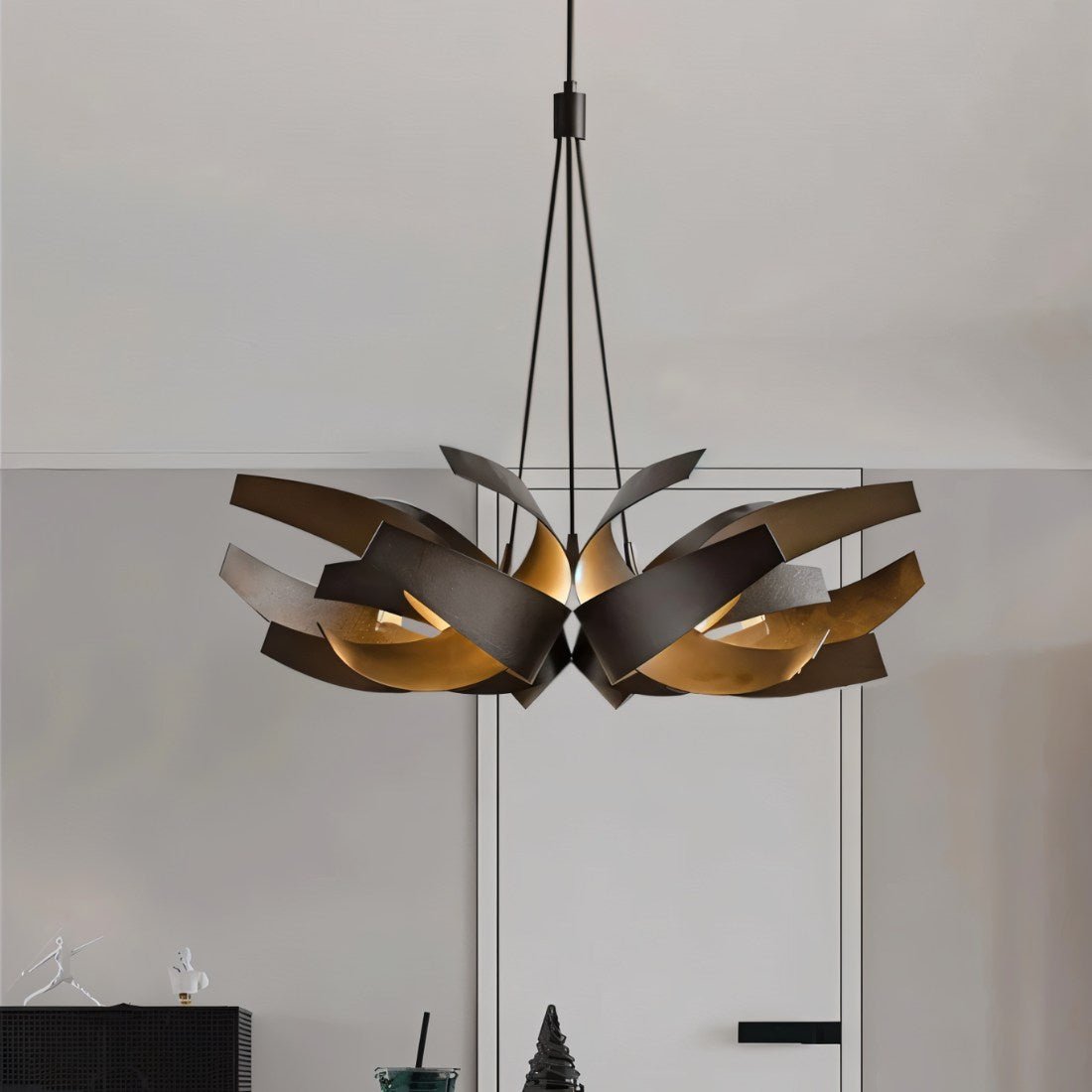 Cressida | Sculpturale Design Kroonluchter van Roestvrij Staal