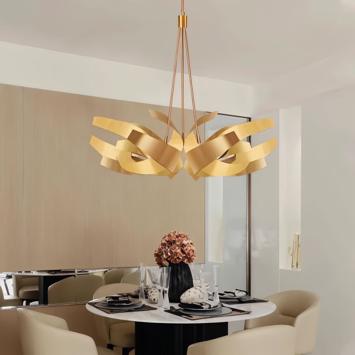 Cressida | Sculpturale Design Kroonluchter van Roestvrij Staal