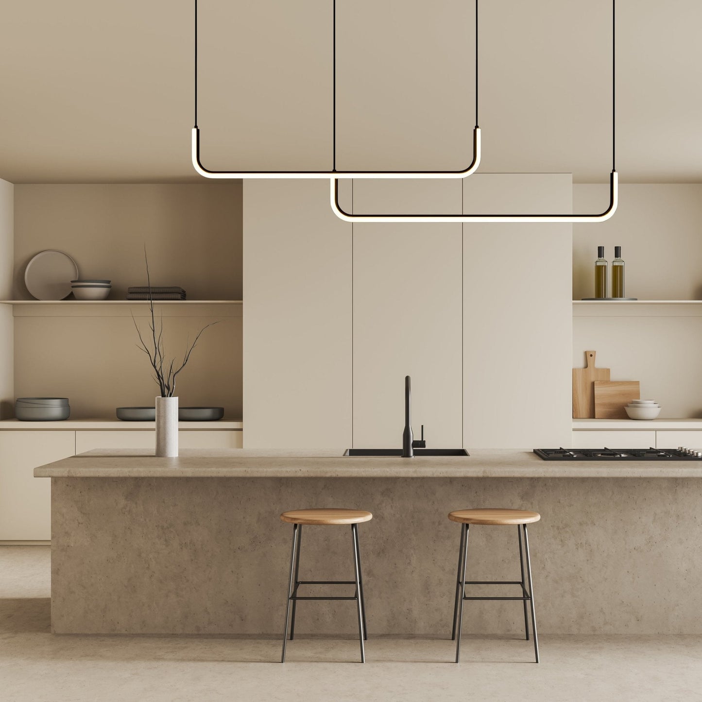 Lumivault | Moderne Hanglamp – Zwart of Goud – Dimbare LED – Voor Eettafel of Keuken