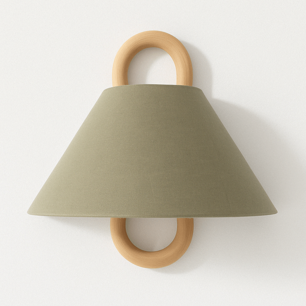 Aine – Wandlamp van Hout & Textiel – Minimalistisch Vintage Design – Warm Diffuus Licht – 34x30 cm