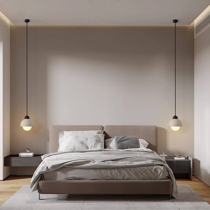 MAVORA Hanglamp – Massief Marmer & Walnoothout – Artistiek Design met LED Licht
