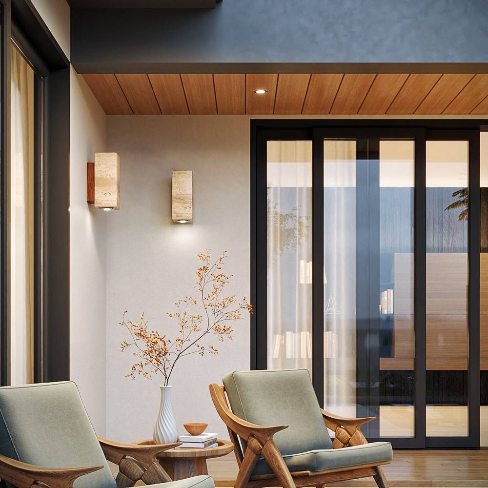 Travilo – Wandlamp van Travertijn | Modern Design | Warm LED