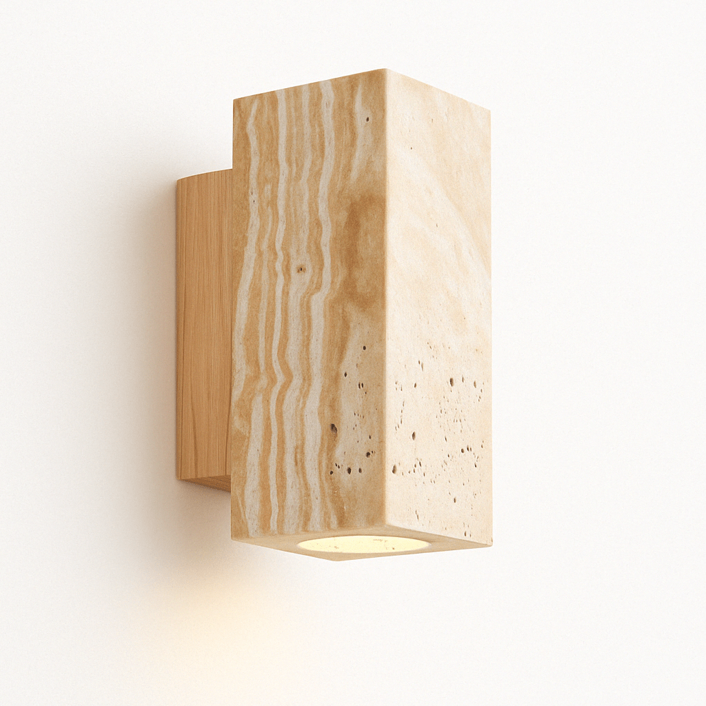 Travilo – Wandlamp van Travertijn | Modern Design | Warm LED