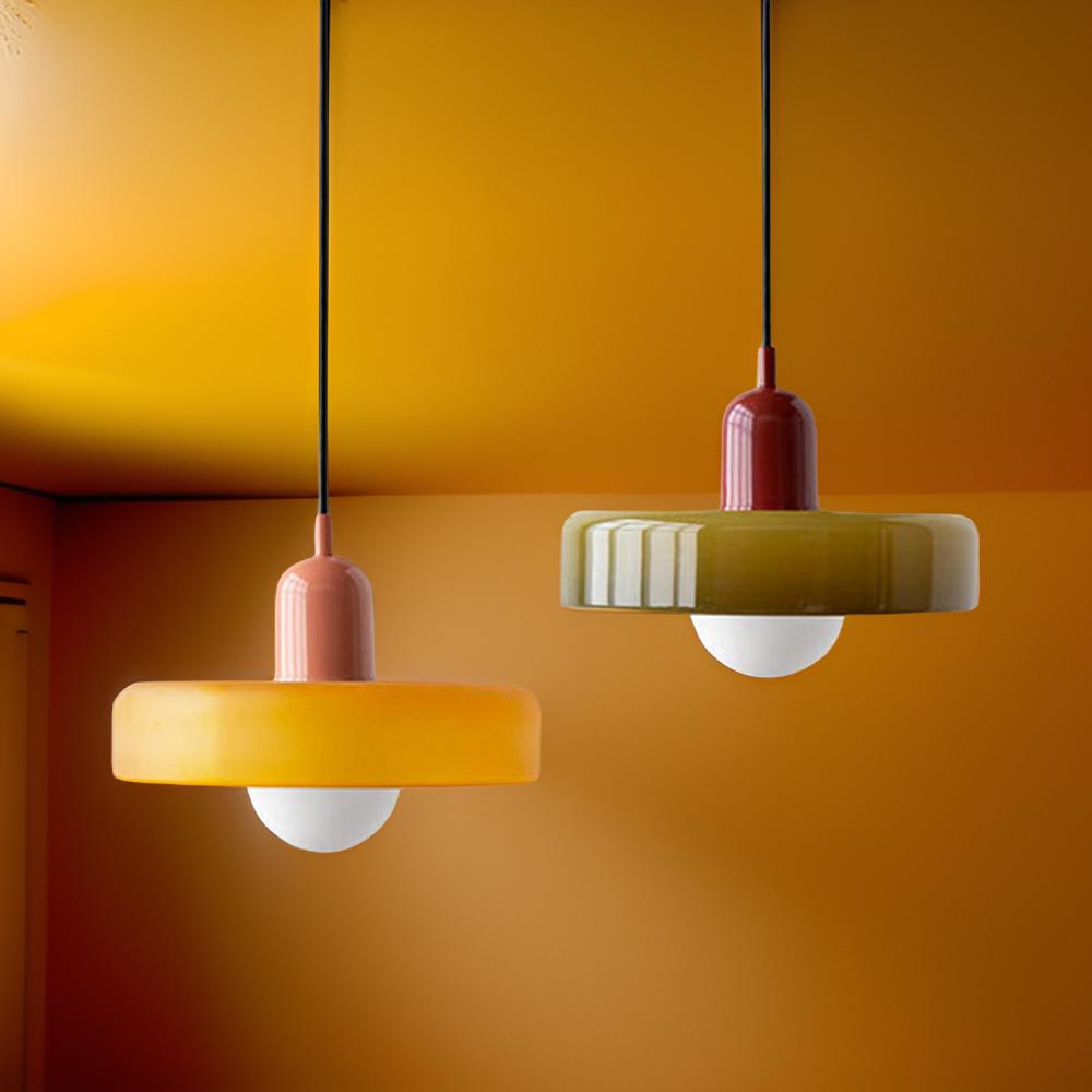 Macaron- hanglamp met gekleurd glas en modern design