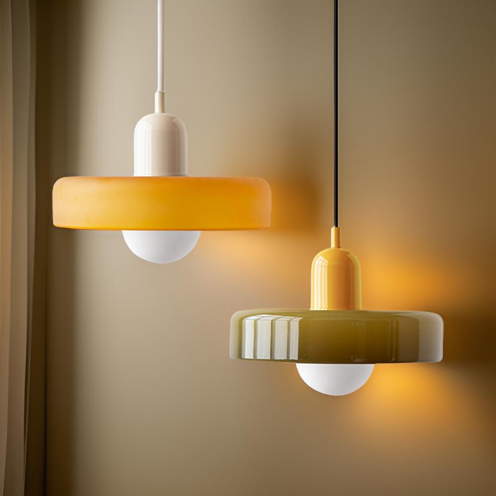 Macaron- hanglamp met gekleurd glas en modern design