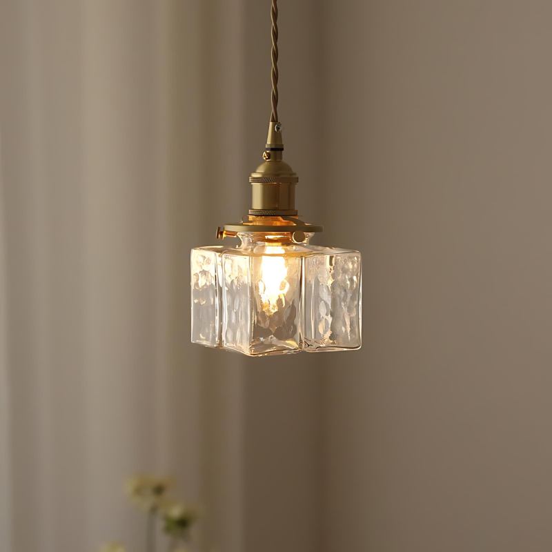 VerglaCube | Moderne Hanglamp – Glas & Textuur – LED Verlichting – Kunstobject voor Woonruimte of Galerie