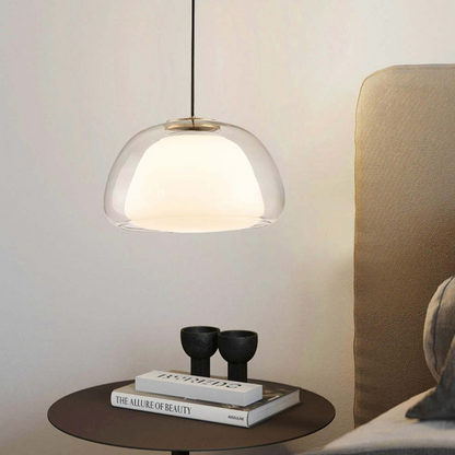 LUNARIA Hanglamp – Witte Glazen Bol met Diffuser – Elegant Design & E27 Fitting