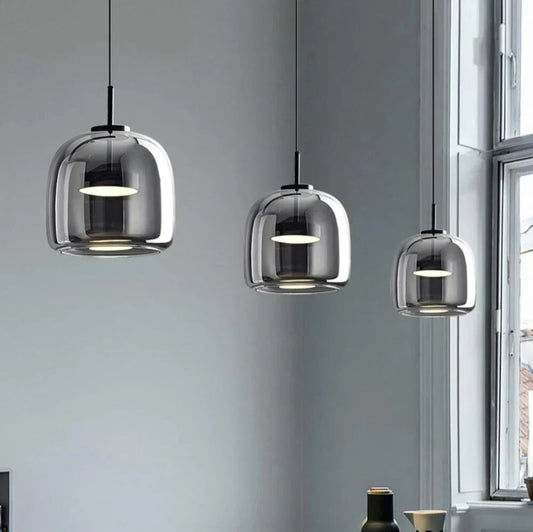 NORULA Glazen Hanglamp – Scandinavisch Design met Zwarte Afwerking & E27 Fitting