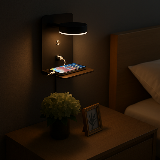 Nachtlamp met oplader - Hubbright- 330° Draaibaar - Oplaadstation telefoon