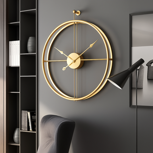Vermilion | Grote Moderne Wandklok – Stille Uurwerk – Minimalistisch Design – 55/60 cm – Zwart/Grijs